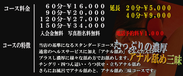 濃厚アナル舐めスタンダードコース/料金/説明